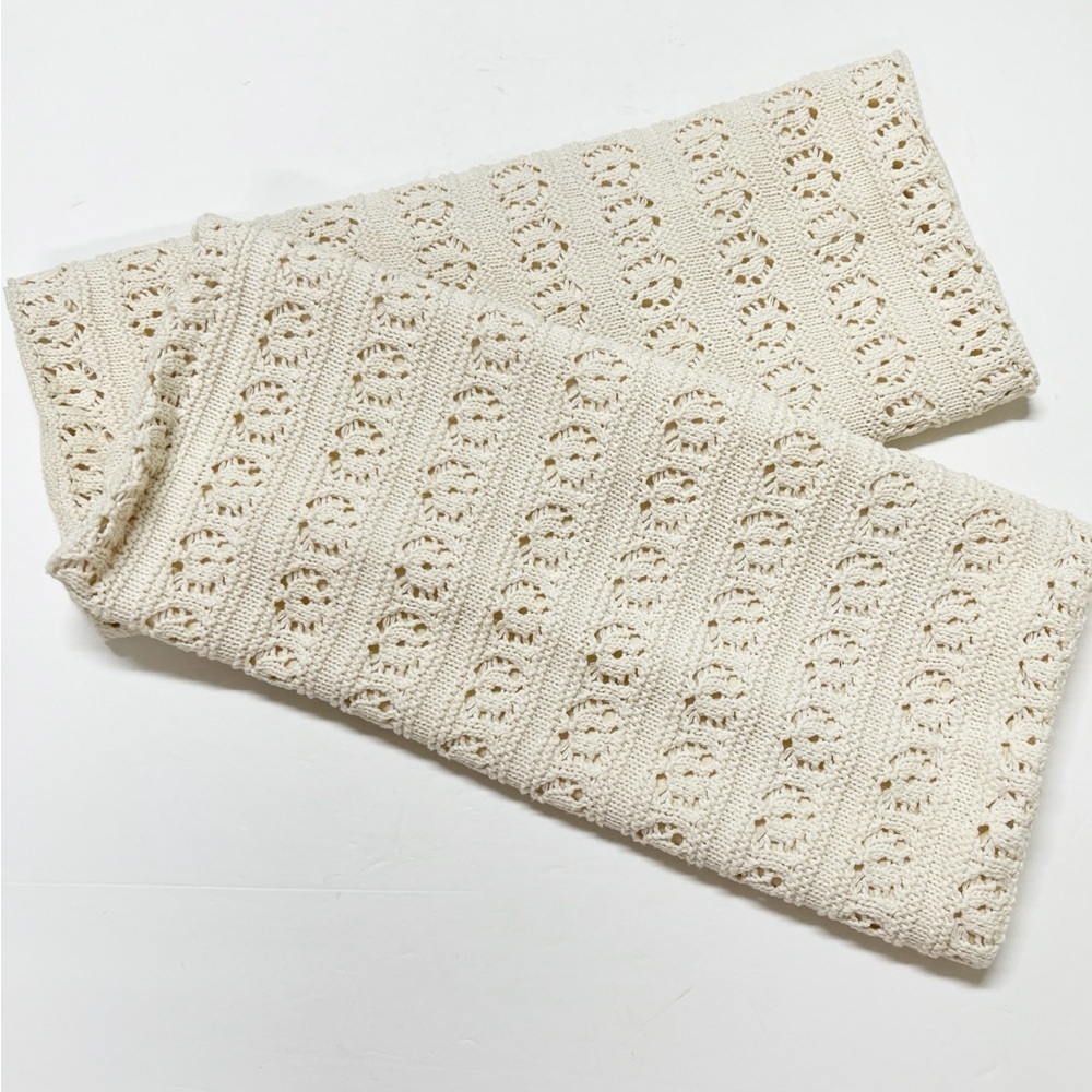 Park & Smith Home Eco Ordinates Cream 100% Cotton Crochet Knit Pillow Sham Pair